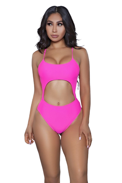 PINK VIBES HIGH WAISTED ONE PIECE SWIMSUIT