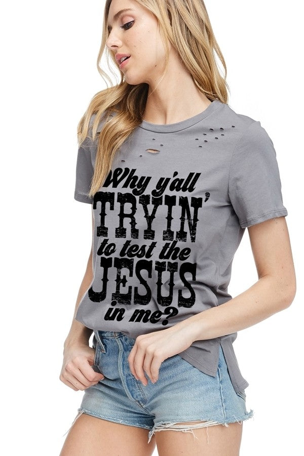 Distressed Graphic Top