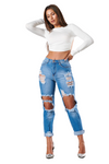 DISTRESSED HIGH RISE NOT YOUR BOYFRIEND JEANS