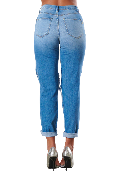 DISTRESSED HIGH RISE NOT YOUR BOYFRIEND JEANS